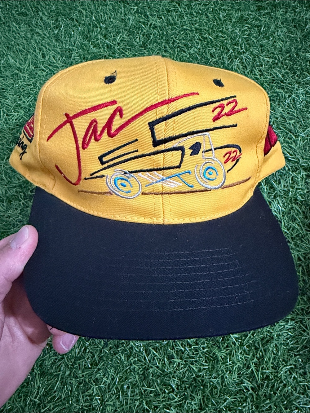 Vintage Yellow and Black SnapBack Racing Hat With Signature Made in Philippines